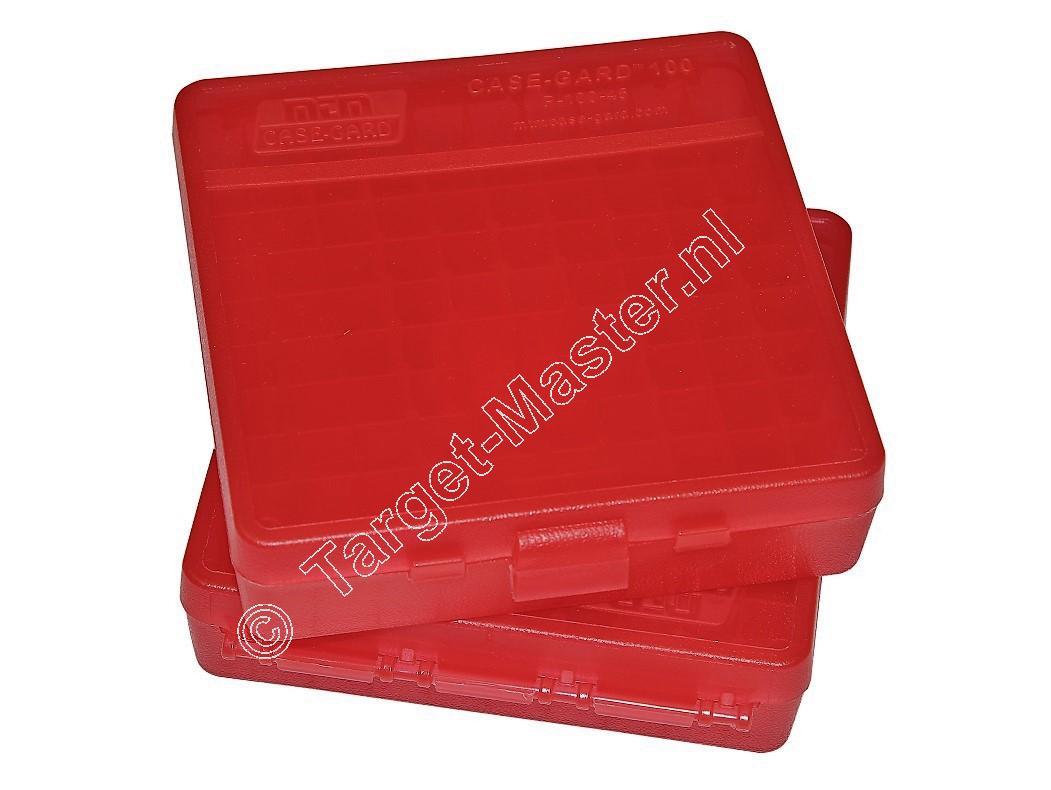 MTM P100-44 Flip-Top Ammo Box CLEAR RED content 100